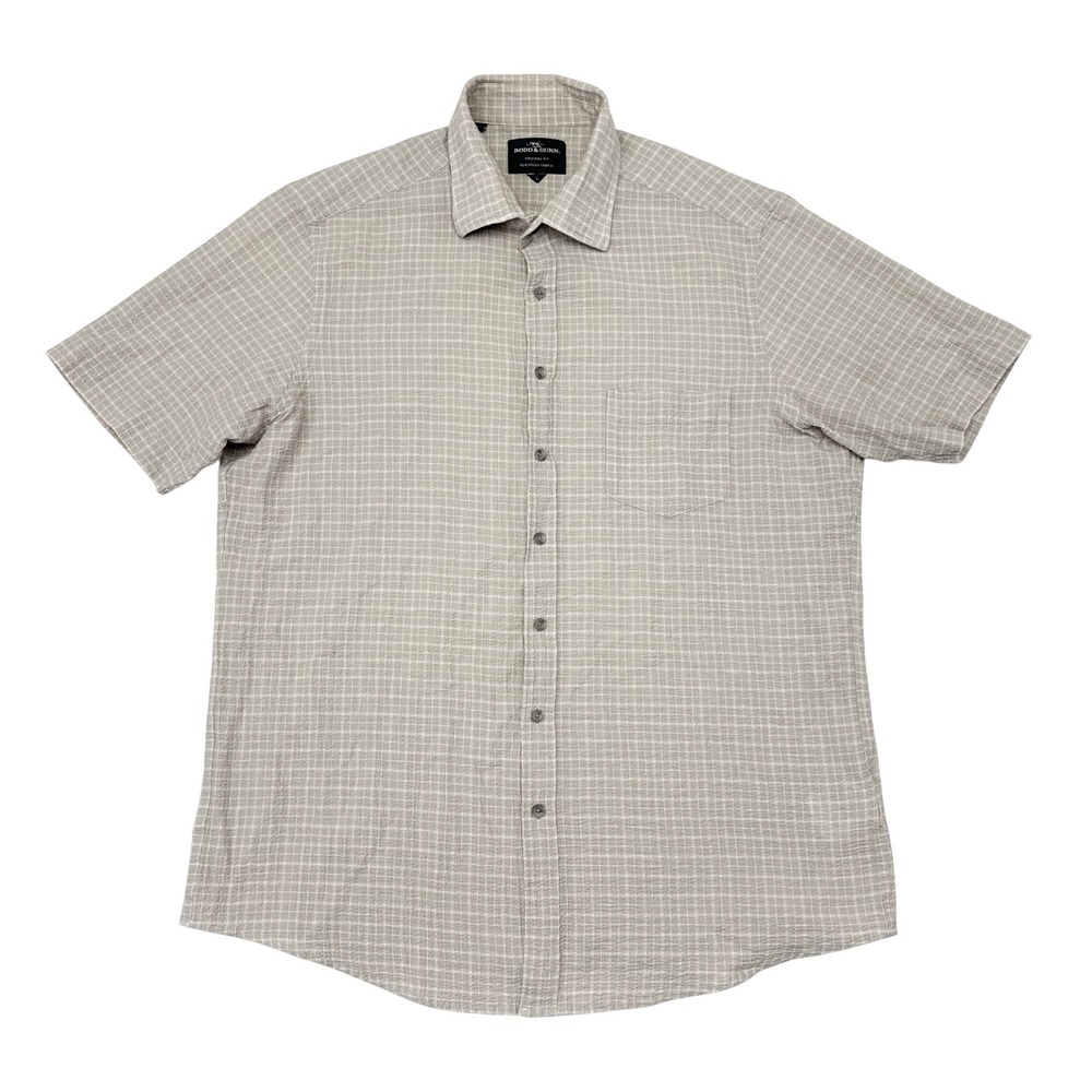Rodd & Gunn Shirt Men Size Large Gray Checks Original Fit Cotton Gauze Button Up